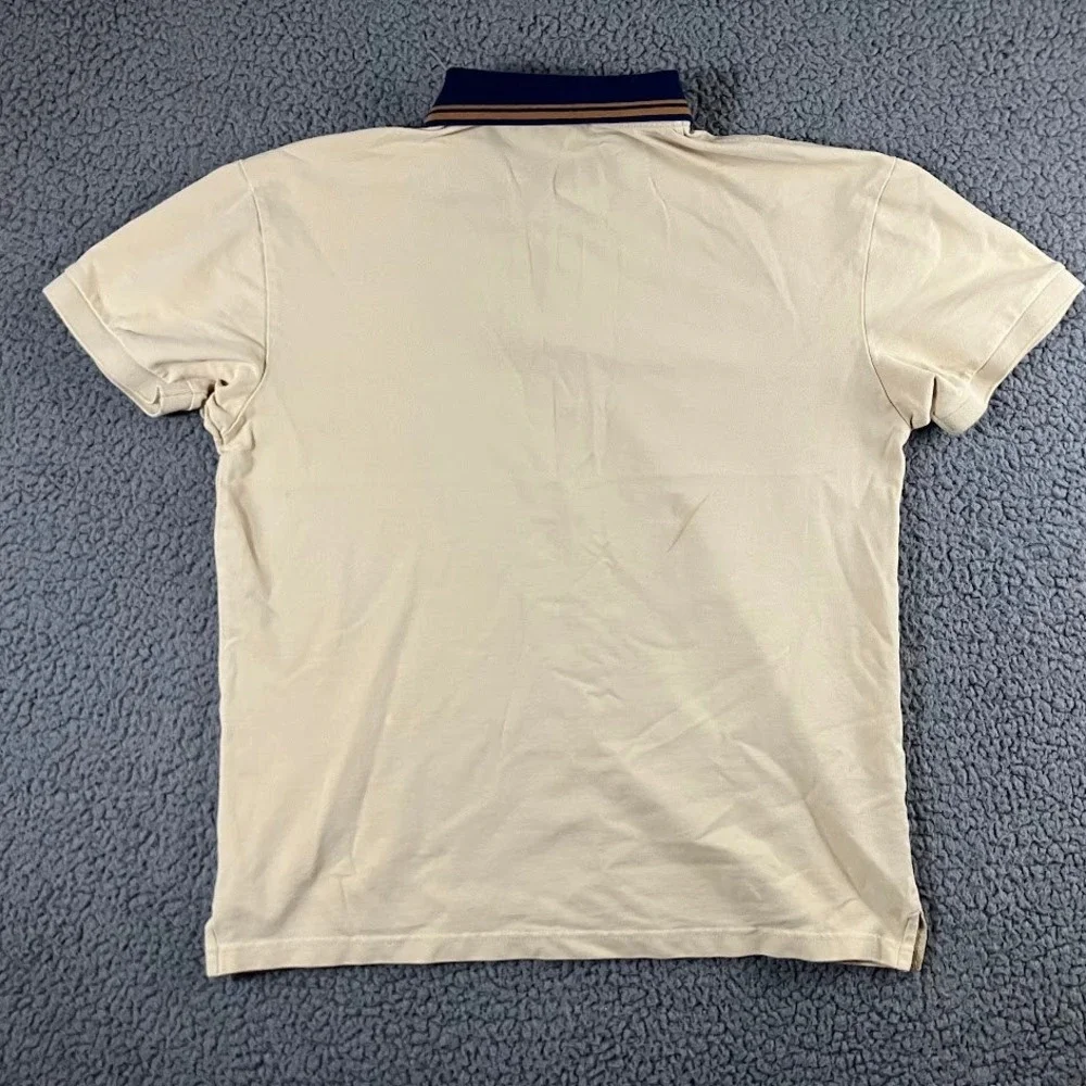 Gucci Mens XL Beige Embroidered Bee GG Logo Polo Shirt